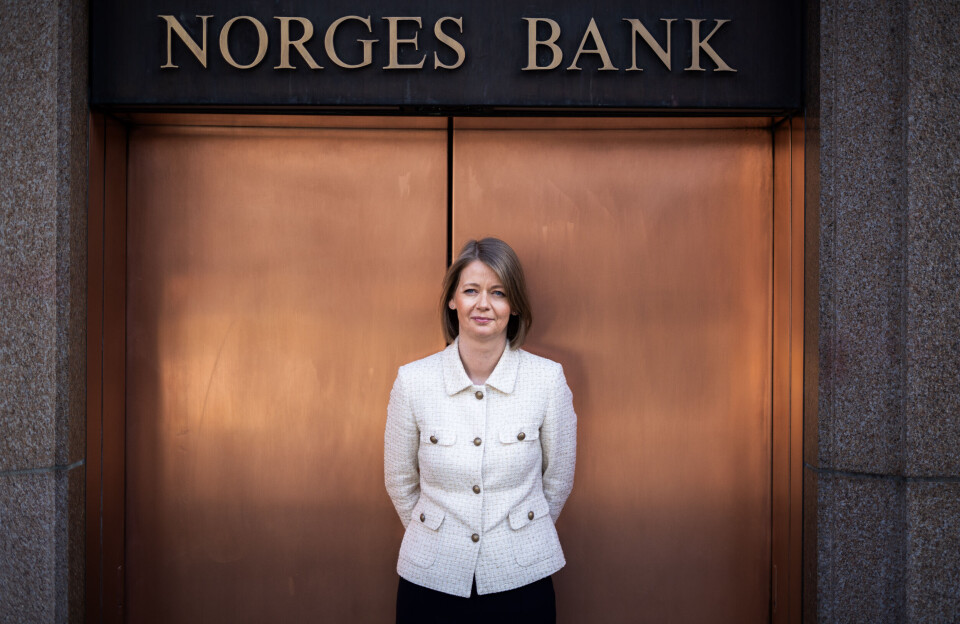 Sentralbanksjef Ida Wolden Bache utanfor hovudbygget til Noregs Bank i Oslo. Foto: Ole Berg-Rusten/NTB/NPK.