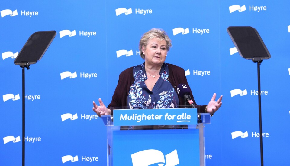 Høgre-leiar Erna Solberg lovar store skattekutt. Foto: Javad Parsa/NTB/NPK.