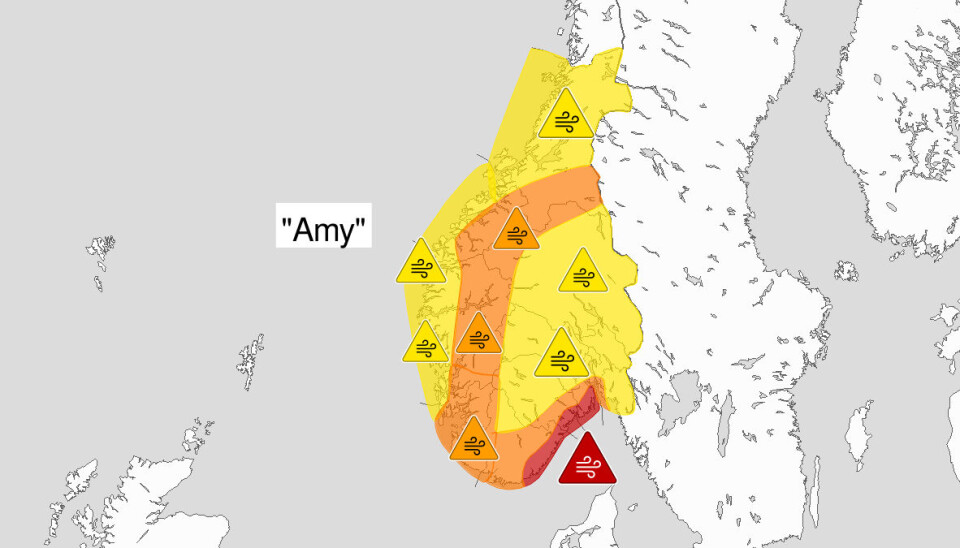 Ekstremvêret Amy treffer Sør-Noreg fredag. Meteorologane sender ut raudt farevarsel.