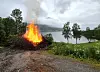 Jonsokbål i Kjerringvika på Skei.